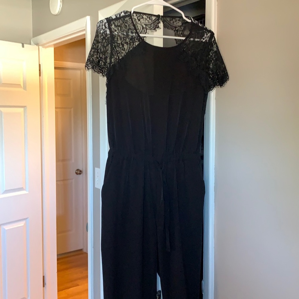 Loft lace black jumpsuit
